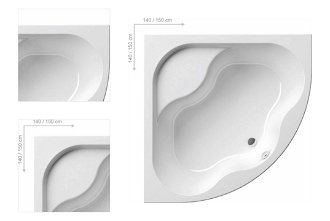 Rohová vaňa Ravak Gentiana 150x150 cm akrylát ľavá aj pravá CG01000000 4