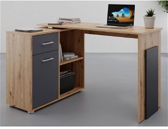 Rohový písací stôl Andy, dub artisan/antracit%