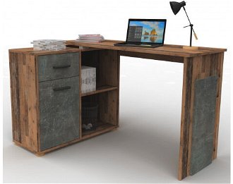 Rohový písací stôl Andy, vintage optika dreva%