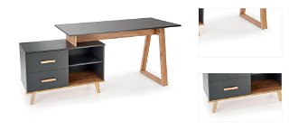 Rohový písací stôl so zásuvkami Sergio XL - antracit / dub wotan 3