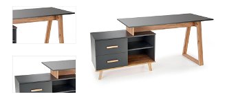 Rohový písací stôl so zásuvkami Sergio XL - antracit / dub wotan 4