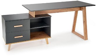 Rohový písací stôl so zásuvkami Sergio XL - antracit / dub wotan 2