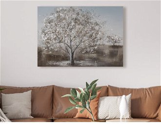 Ručne maľovaný obraz Zasnežený strom 100x70 cm, 3D štruktúra%