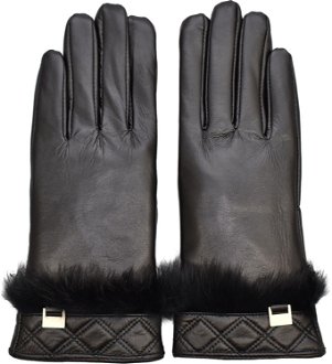 Rukavice Semiline Semiline_Women_Leather_Antibacterial_Gloves_P8208_Black