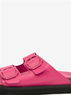 Ružové dámske kožené šľapky na platforme OJJU 5