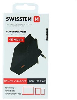 Rýchlonabíjačka Swissten Power Delivery 3.0 pre Apple s USB-C, 45W, čierna