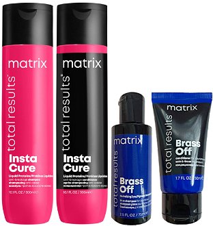 Sada s proteínmi proti lámaniu vlasov Matrix Instacure + cestovné balenie Matrix Brass Off zadarmo + DARČEK ZADARMO
