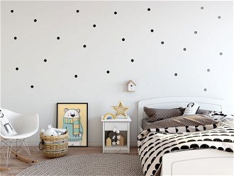 Samolepky na stenu - bodky malé farba: sivá