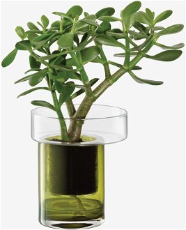Samozavlažovací kvetináč Balcony, v. 19 cm, Ø16 cm, číra/olivovo zelená - LSA international