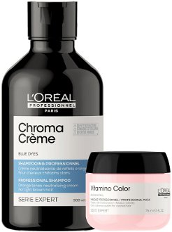 Šampón pre neutralizáciu oranžových tónov Loréal Chroma Créme - 300 ml  + maska 75 ml zadarmo - L’Oréal Professionnel + DARČEK ZADARMO