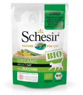 Schesir kapsička pre mačky Adult Bio kura, bravčové a cuketa 85 g