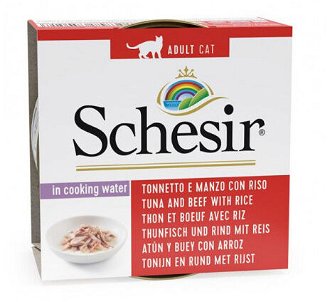 Schesir konzerva pre mačky Natural tuniak, hoväzdie a ryža 85 g