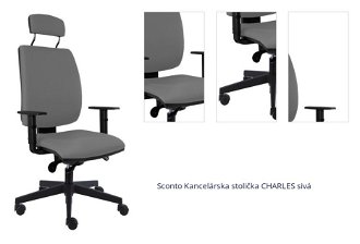 Sconto Kancelárska stolička CHARLES sivá 1