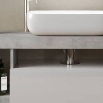 Sconto Nástenná umývadlová skrinka s umývadlom HAMBURG 6 biela lesklá/betón 5