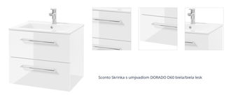 Sconto Skrinka s umývadlom DORADO D60 biela/biela lesk 1