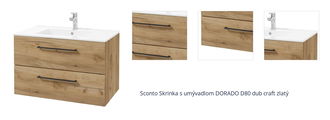 Sconto Skrinka s umývadlom DORADO D80 dub craft zlatý 1