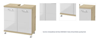 Sconto Umývadlová skrinka AMANDA II dub artisan/biela vysoký lesk 1