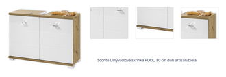 Sconto Umývadlová skrinka POOL, 80 cm dub artisan/biela 1