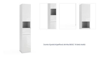 Sconto Vysoká kúpeľňová skrinka BASIC 16 biela lesklá 1