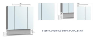 Sconto Zrkadlová skrinka CHIC 2 sivá 1