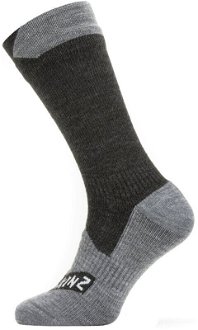 Sealskinz Waterproof All Weather Mid Length Sock Black/Grey Marl L Cyklo ponožky 2