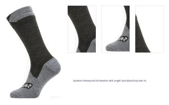 Sealskinz Waterproof All Weather Mid Length Sock Black/Grey Marl XL Cyklo ponožky 1