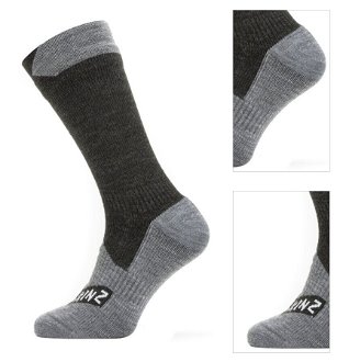 Sealskinz Waterproof All Weather Mid Length Sock Black/Grey Marl XL Cyklo ponožky 3