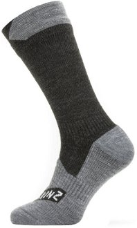 Sealskinz Waterproof All Weather Mid Length Sock Black/Grey Marl XL Cyklo ponožky
