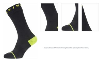 Sealskinz Waterproof All Weather Mid Length Sock With Hydrostop Black/Neon Yellow L Cyklo ponožky 1