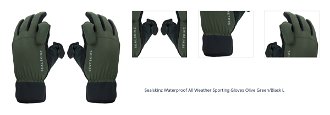 Sealskinz Waterproof All Weather Sporting Glove Olive Green/Black L Cyklistické rukavice 1