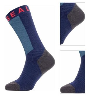 Sealskinz Waterproof Warm Weather Mid Length Sock With Hydrostop Navy Blue/Grey/Red XL Cyklo ponožky 3