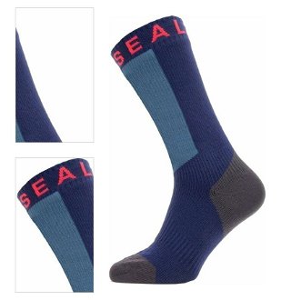 Sealskinz Waterproof Warm Weather Mid Length Sock With Hydrostop Navy Blue/Grey/Red XL Cyklo ponožky 4