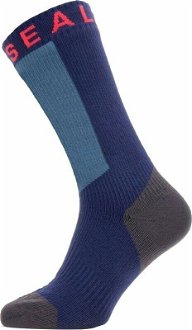 Sealskinz Waterproof Warm Weather Mid Length Sock With Hydrostop Navy Blue/Grey/Red XL Cyklo ponožky 2