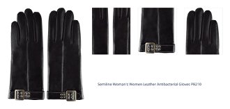 Semiline Woman's Women Leather Antibacterial Gloves P8210 1