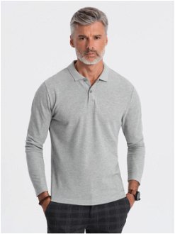 Sivé pánske polo tričko Ombre Clothing
