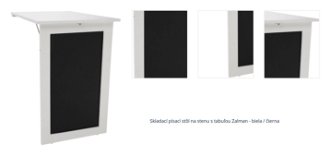 Skladací písací stôl na stenu s tabuľou Zalman - biela / čierna 1