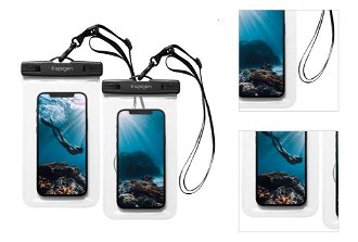 Univerzálne vodeodolné puzdro Spigen Velo A601 pre smartfóny, 2 kusy, transparentná 3