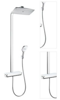 Sprchový systém Hansgrohe Raindance E na stěnu s termostatickou batériou biela/chróm 27286400 3