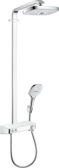 Sprchový systém Hansgrohe Raindance Select E na stěnu s termostatickou batériou biela/chróm 27283400