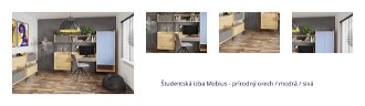 Študentská izba Mobius - prírodný orech / modrá / sivá 1