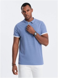 Svetlo modré pánske polo tričko Ombre Clothing