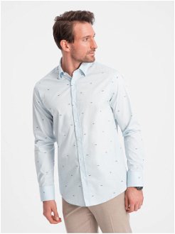Svetlomodrá pánska vzorovaná košeľa Ombre Clothing