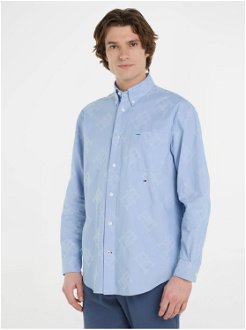 Svetlomodrá pánska vzorovaná košeľa Tommy Hilfiger Premium Oxford