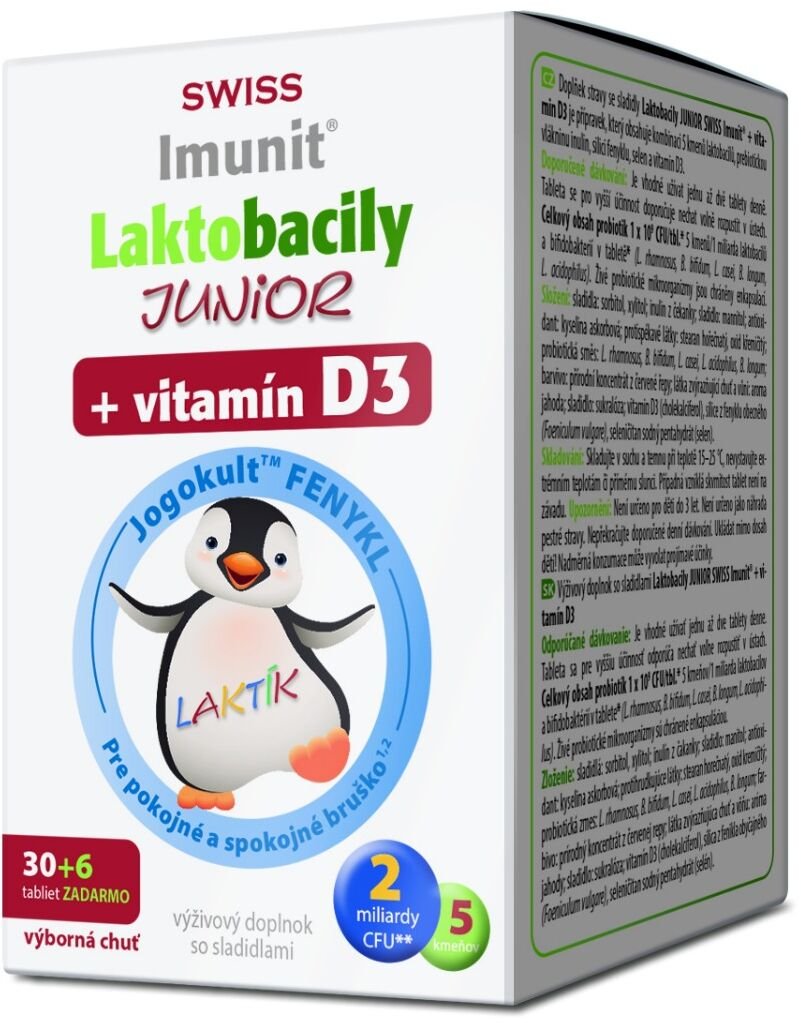 SWISS Laktobacily JUNIOR Imunit + vitamín D3 30+6 tbl.