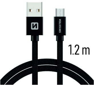 Swissten Data Cable Textile USB / Micro USB 1.2 m, black - OPENBOX (Rozbalený tovar s plnou zárukou)