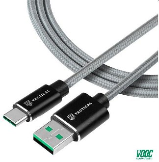 Tactical kevlarový USB-A/USB-C kábel s podporou Oppo SuperVOOC 2.0, 1m
