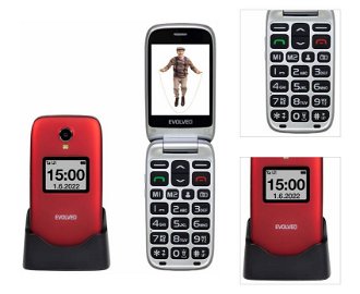 Tlačidlový telefón Evolveo EasyPhone FS, červená 3