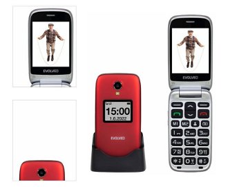 Tlačidlový telefón Evolveo EasyPhone FS, červená 4