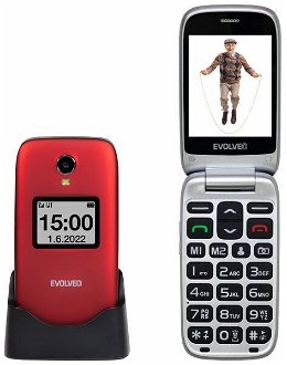 Tlačidlový telefón Evolveo EasyPhone FS, červená 2