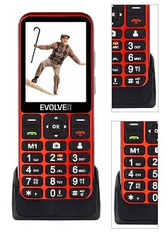 Tlačidlový telefón Evolveo EasyPhone LT, červená 3